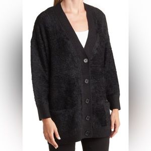 T Tahari Black Button-Up Cardigan